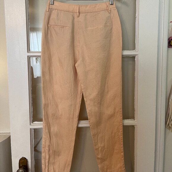 NWOT Massimo Dutti 100% Linen Peach Ankle Pants - Picture 2 of 10